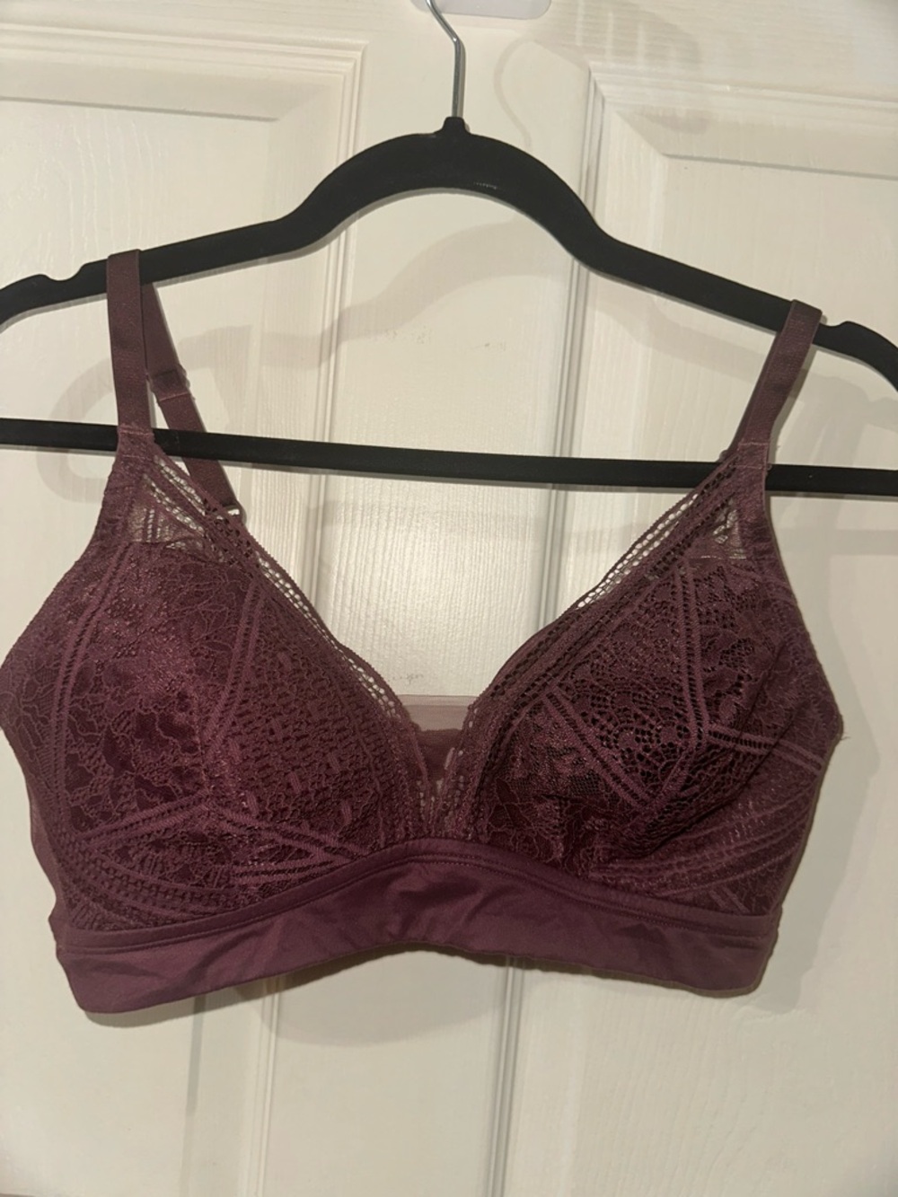 Auden Lace Lightly Lined Bralette Bra L Purple Red Plum color feminine